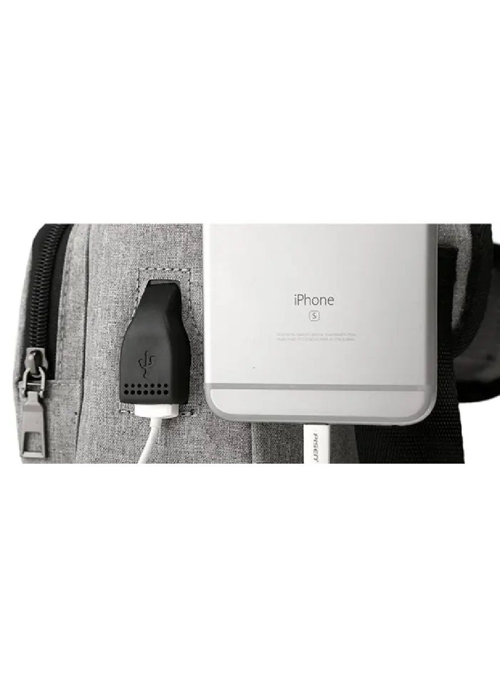 Тканинний чоловічий рюкзак сумка через плече з USB-кабелем широким плечовим ременем нейлон 32х16х7 см (477597-Prob) Синій Unbranded (298319452)