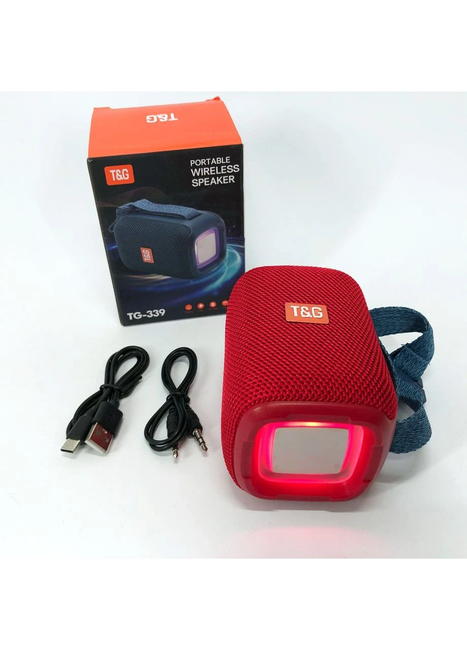 Портативная Bluetooth колонка TG339 5W с RGB подсветкой, Громкая блютуз колонка. Цвет: красный TG (396800362)
