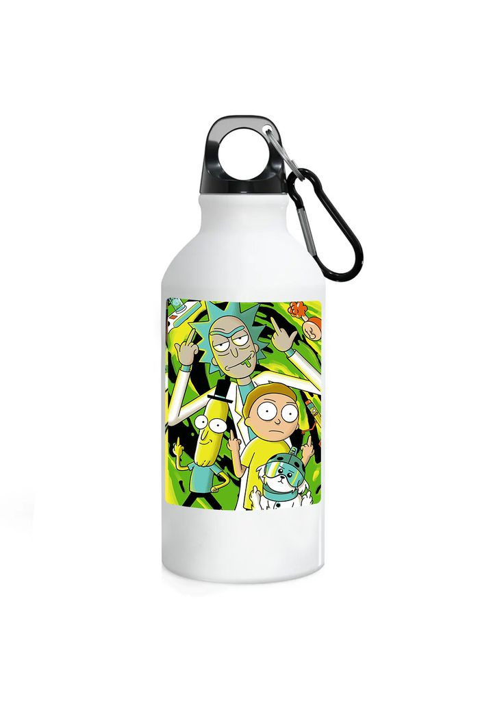 Фляга Рик и Морти (бутылка) для воды с карабином 500 мл Металлическая (Туристическая, Для кемпинга, Для спорта) #08 500 мл Белый No Brand (323639927)