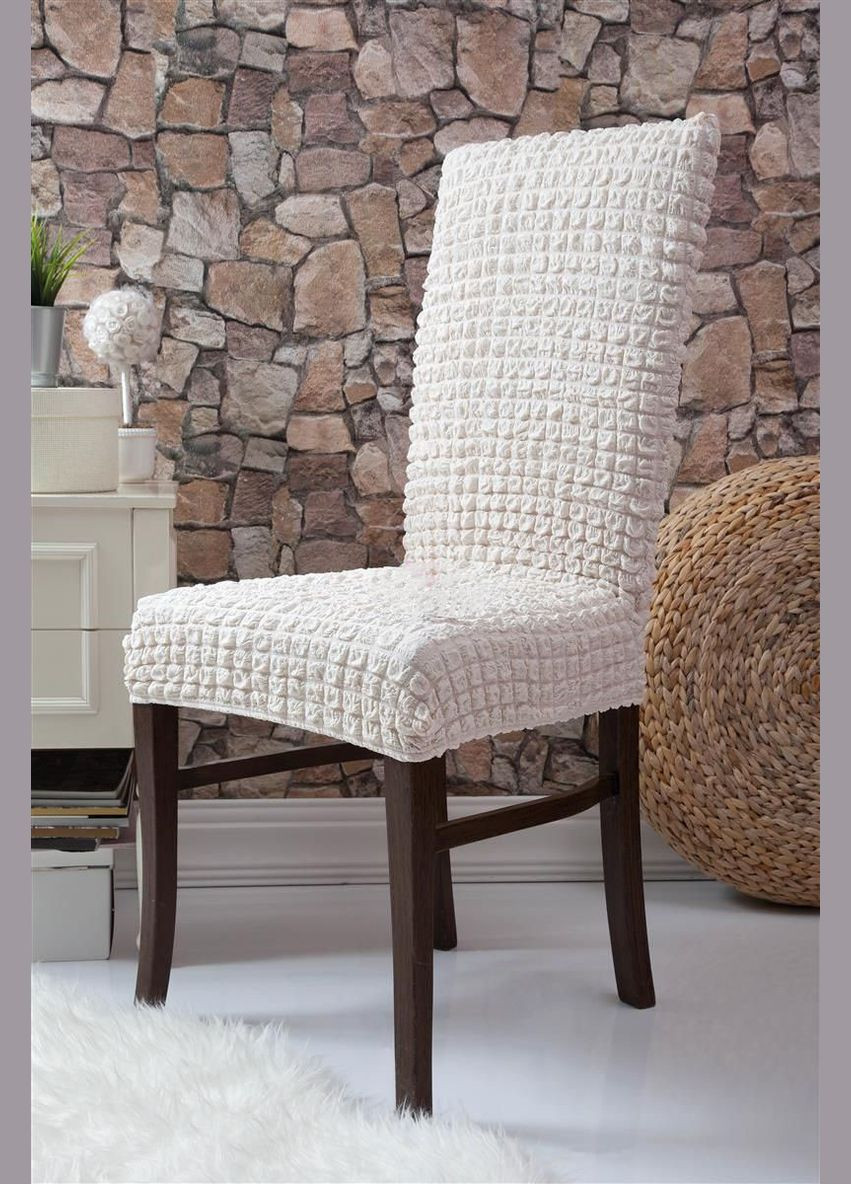 Чохли натяжні на стільці без оборки (набір 6-шт) 10-204 Молочний Venera (268998107)