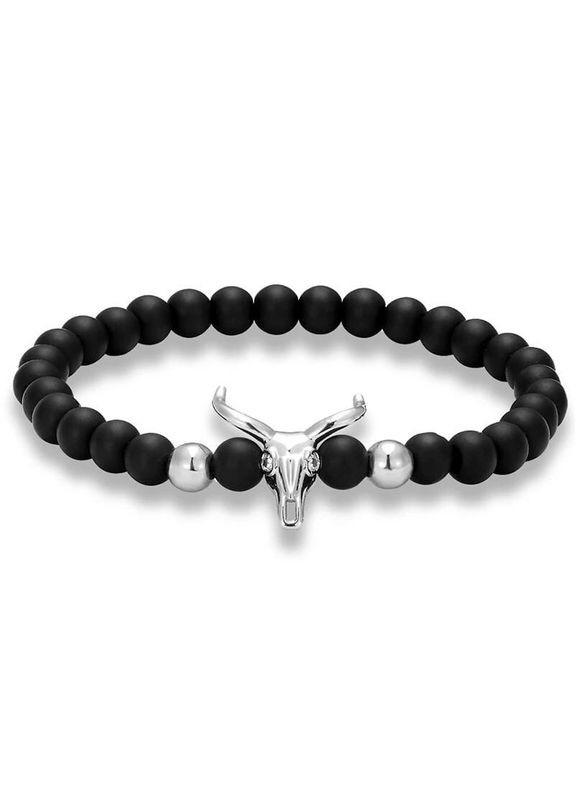 Браслет із шунгіту 6 мм із антилопою срібного кольору (40006) Hemst (301071159)