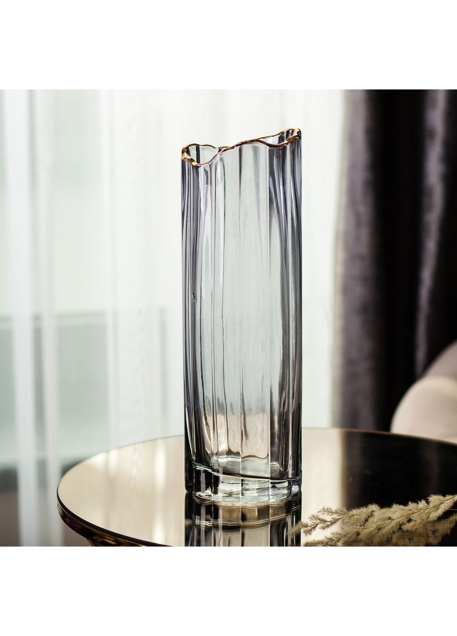 Стеклянная ваза для цветов, декоративная серая, 29,5 см. Jooki (360921004)