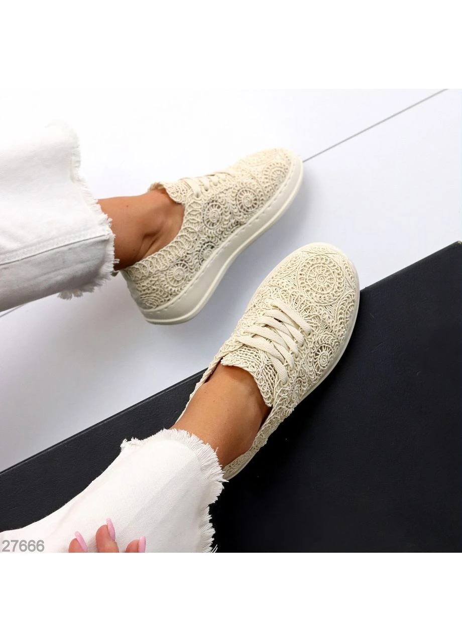 Бежевые женские кеды No Brand
