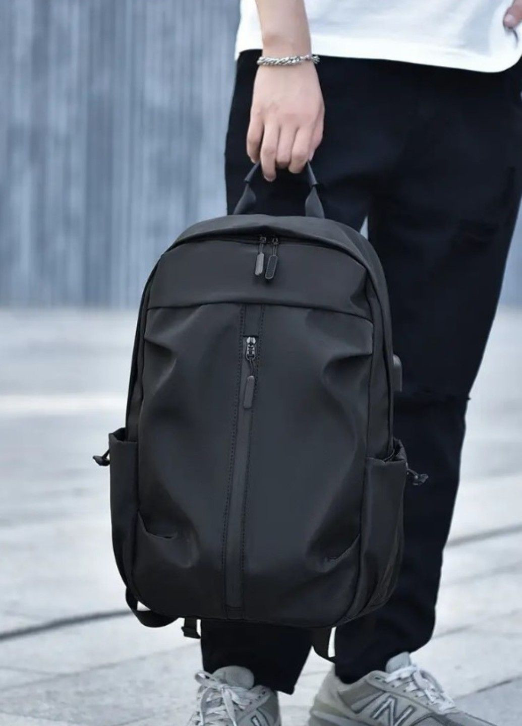 Современный городской мужской рюкзак Black Vertical No Brand (292015542)