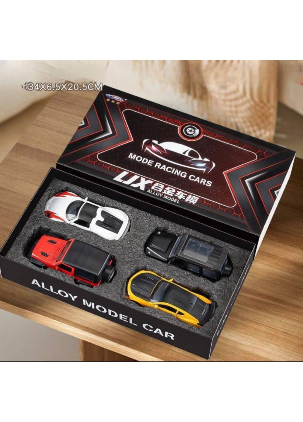 Набор металлических машинок 4 шт с открытием дверей и led подсветкой фар/ Набор модельек машин для детей, супер качество OEM (372474820)