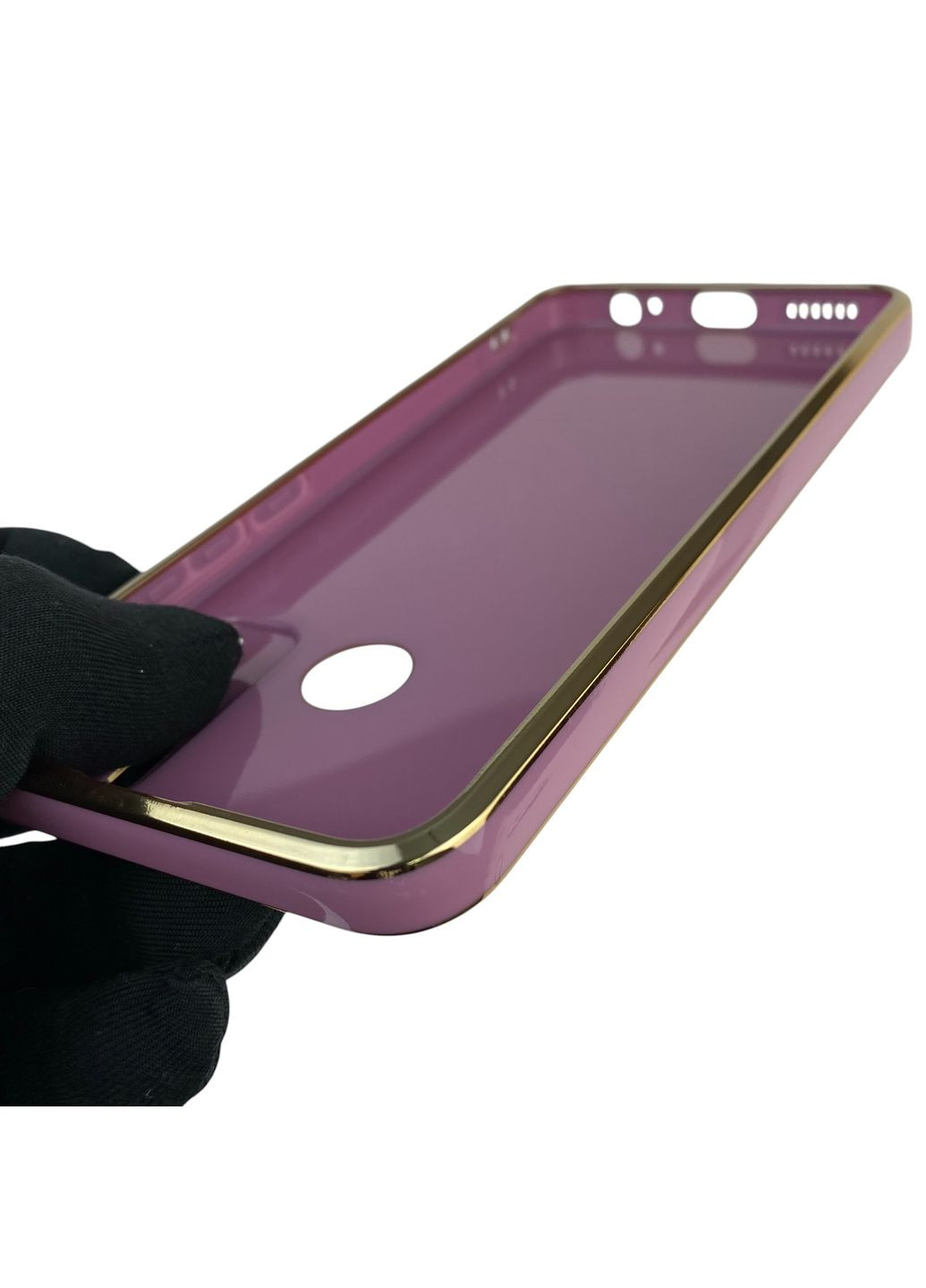 Чохол для Spark 5 Pro (KD7) глянцевий із захистом камери із золотою окантовкою на техно спарк 5 про чорничний gs1 Tecno (366228292)