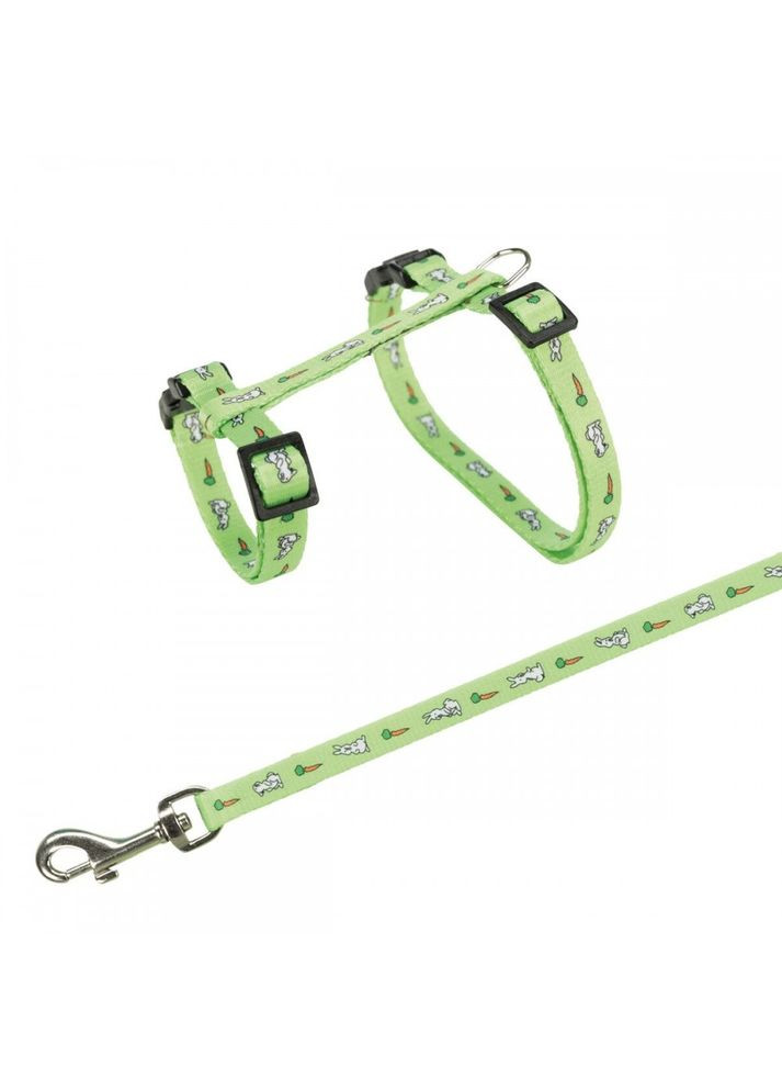 Шлейка с поводком для кролика, с морковками, нейлон, 25–44 см/10 мм (цвета в ассортименте) Trixie (362701801)