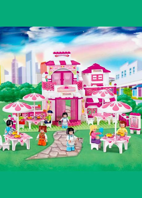 Конструктор серії Рожева мрія Літнє кафе на 306 деталей з рухомими елементами та 8 фігурками Sluban (328265987)