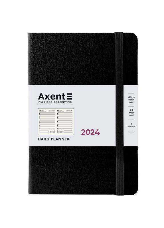 Дневник датированный 2024 год, 145*210 мм, черный, 92 листов Partner Strong Axent (280916105)