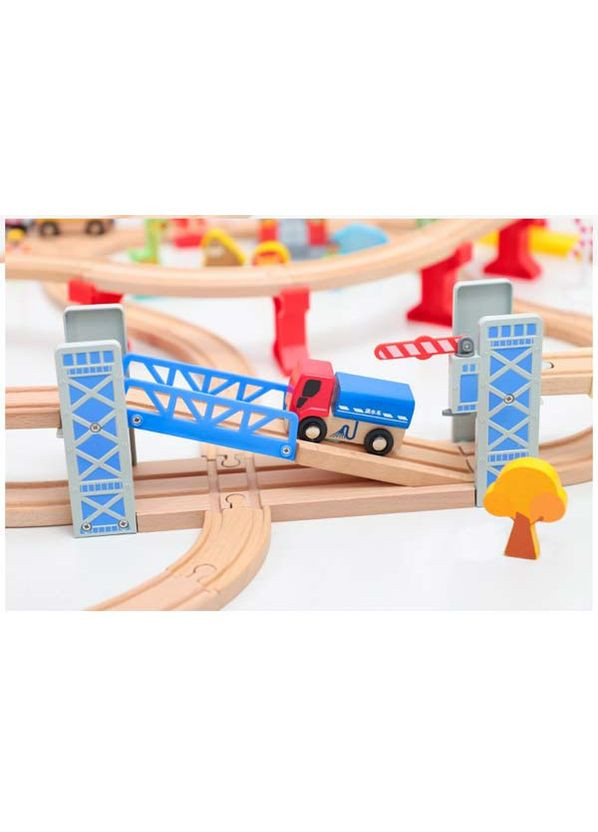 Детская игрушечная железная дорога из дерева, 110 деталей, 110x98 (Brio, Ikea, Playtive), Без электро локомотива Iekool (322280590)