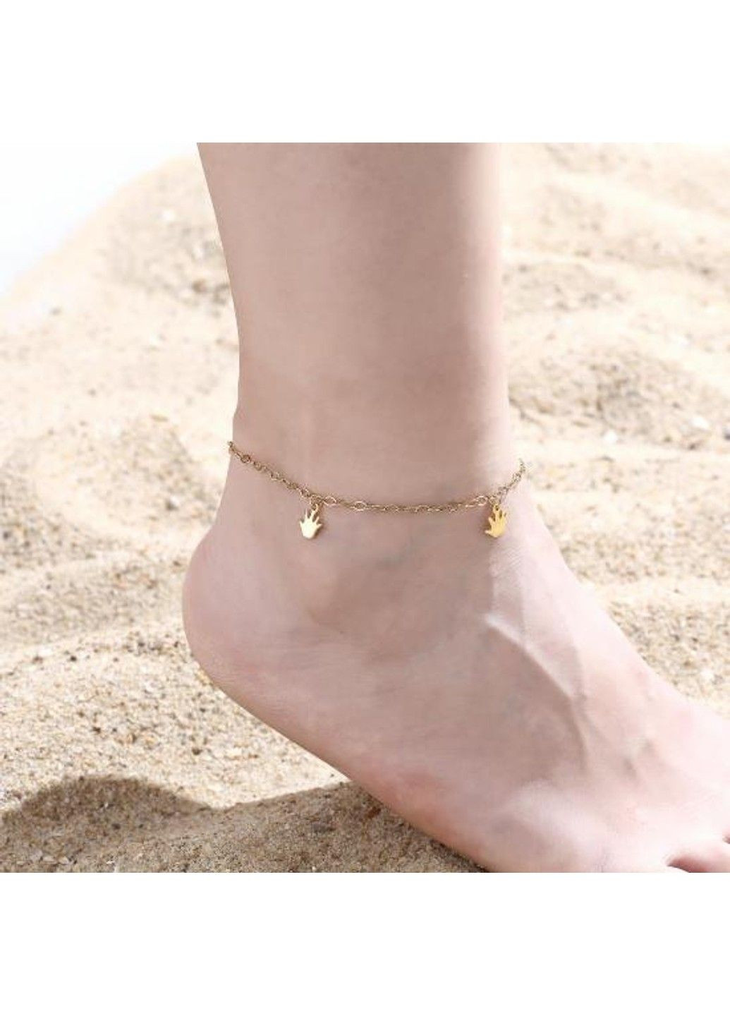Женский браслет на ногу рука с позолотой из медицинской стали длина регулируется до 26 см BA-039 No Brand (299486668)