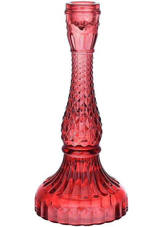 Свічник скляний Crystal Glass 22 см червоне скло для тонкої свічки світильник для дому Bona (368990541)