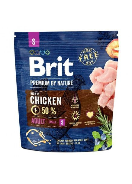 Сухой корм Premium Adult S 1 kg (для взрослых собак мелких пород) Brit (292258396)