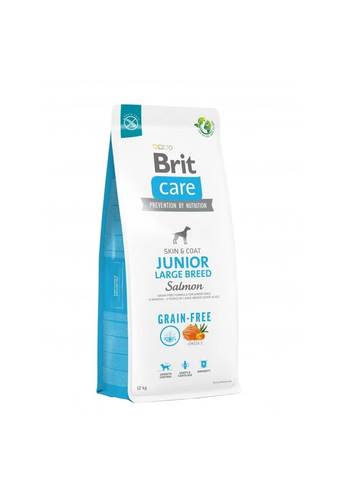 Сухой корм для щенков крупных пород Dog Grain free Junior Large Breed с лососем 12 кг Brit Care (399746683)