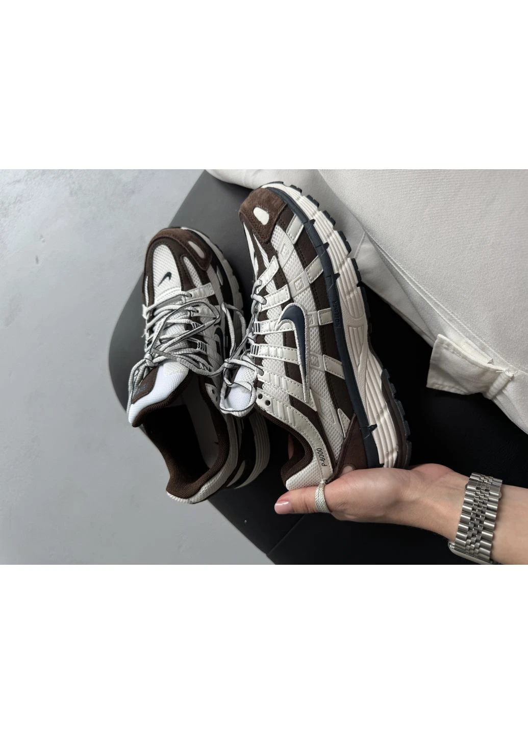 Білі кросівки чоловічі nike p-6000 white/brown найк п-6000 білі демісезон No Brand