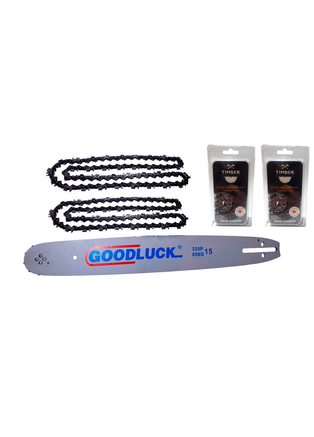 Шина и 2 цепи Timber. На 40 шину, 64 звена, 32 режущих. Квадратный (супер) зуб GOODLUCK (365967798)