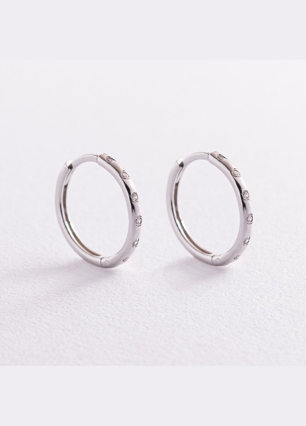 Серебряные серьги кольца с фианитами 4907 Oniks (264023268)