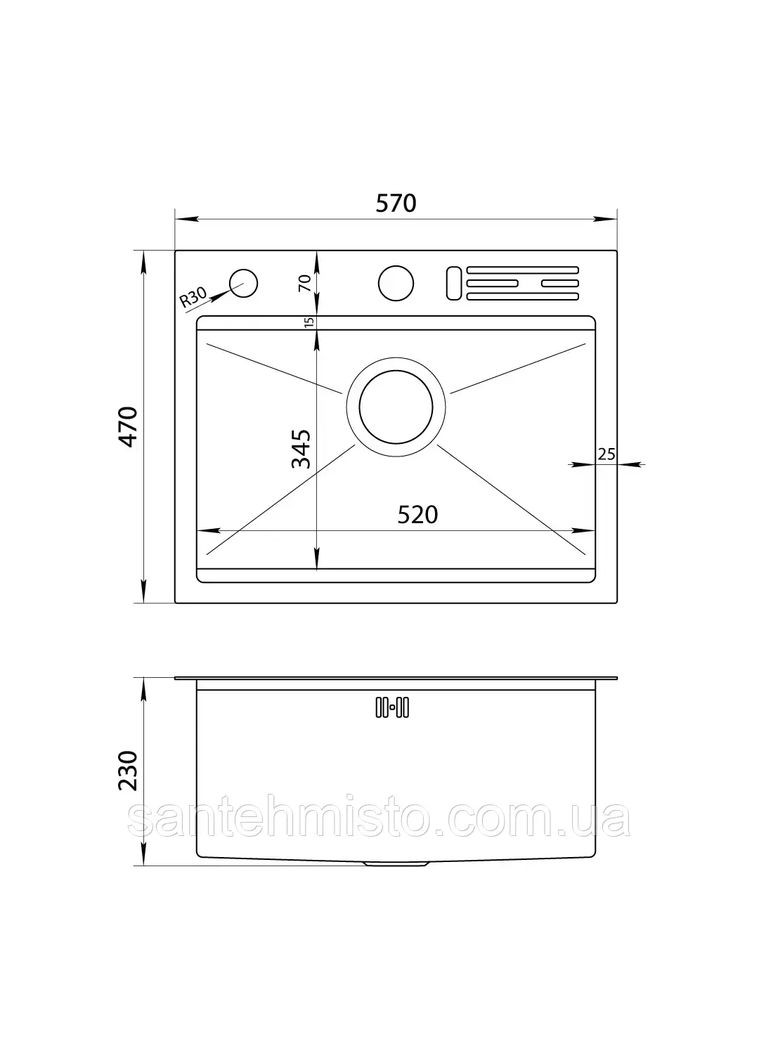 Комплект мийки на кухню та змішувача з нержавіючої сталі NS-5747 Nett (336937135)