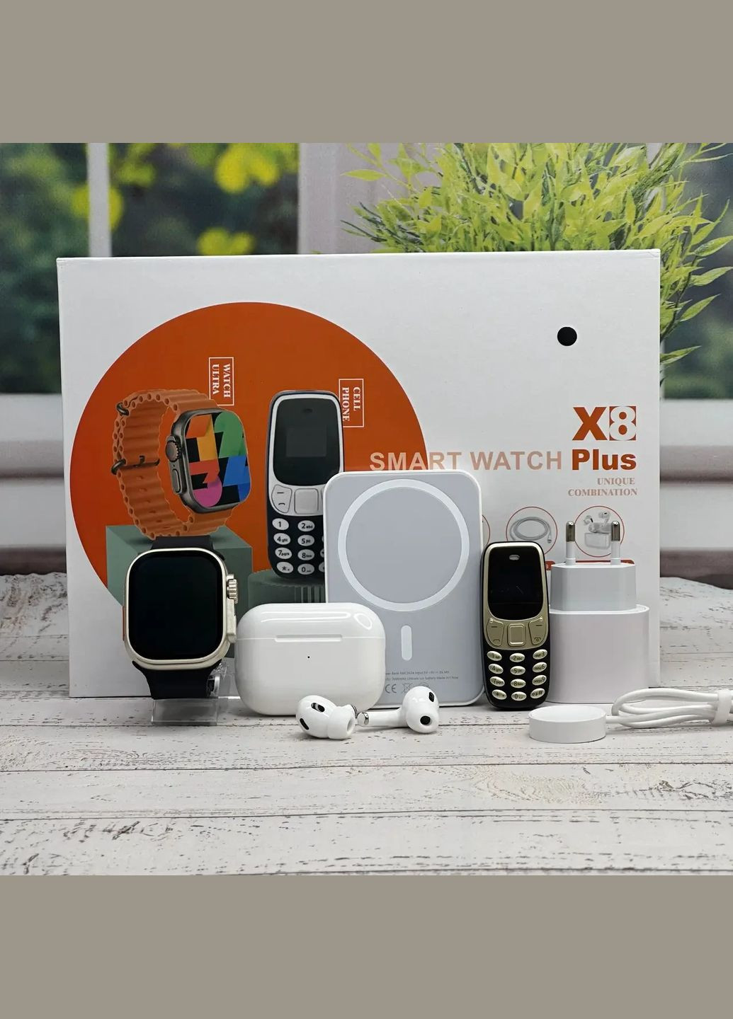 Набір смарт годинник Ultra 2 навушники air pro powerbank кнопковий телефон зарядний блок комплект Smart Watch (334314659)