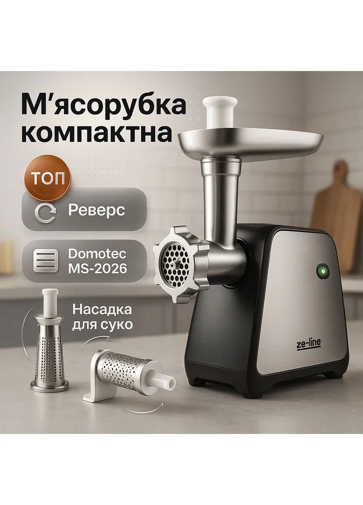 Універсальна м'ясорубка подрібнювач MS-2026 4500Вт, Потужна м'ясорубка електрична для дому GP-25 Domotec (396105577)