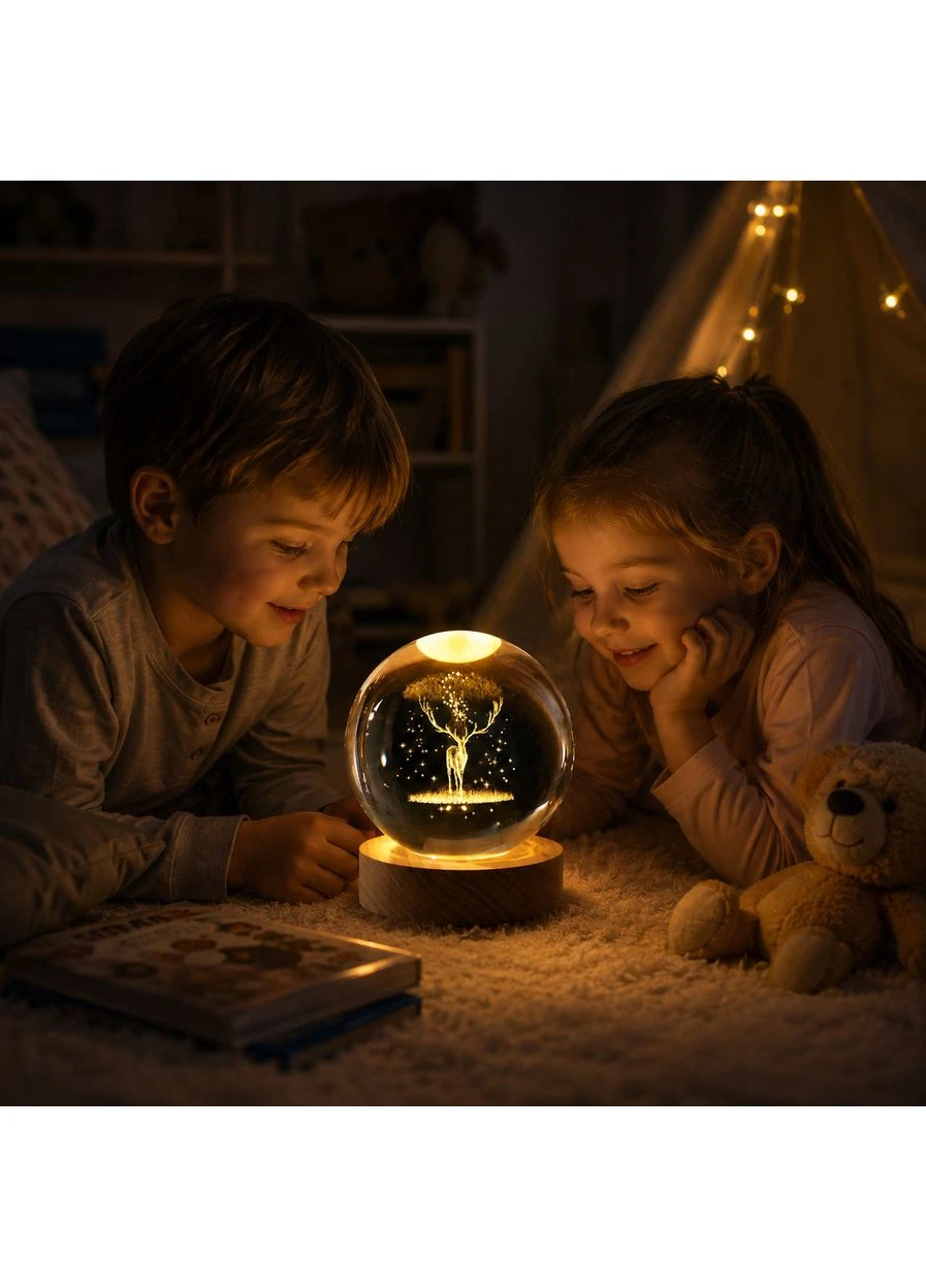 Світлодіодна кришталева куля, декоративна універсальна 3D нічниця, кришталева куля 'Олень' Erston (401870563)