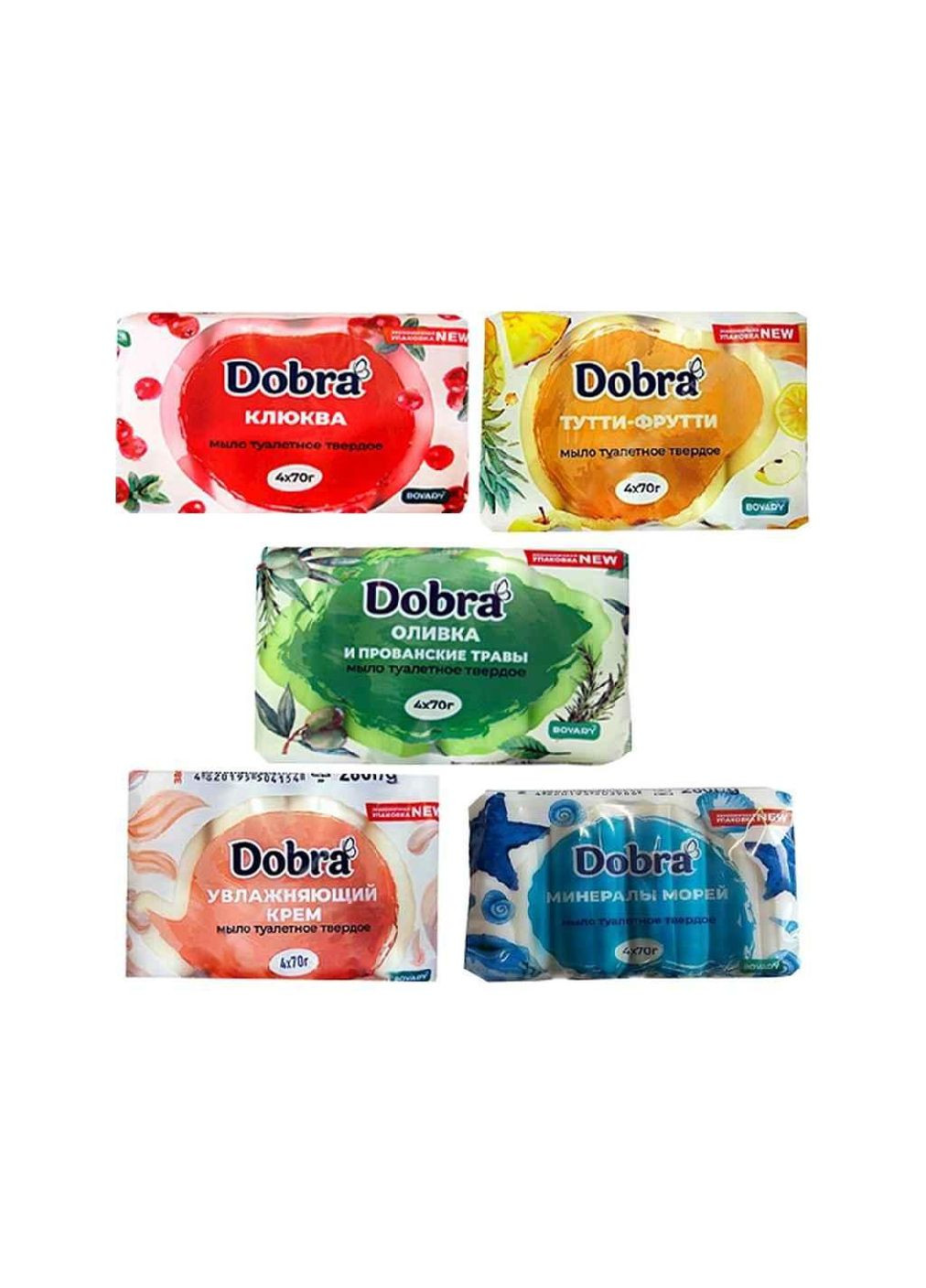 Крем-мило 5*70г Зволожуюче з D-пантенолом і екстр.алое (гіпоалерген) ТМ Dobra (316635946)