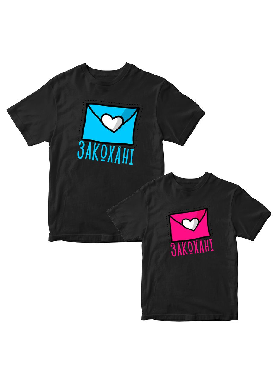 Парные черные футболки для влюбленных с принтом "Конверты. Влюбленные" Кавун футболка (316346066)