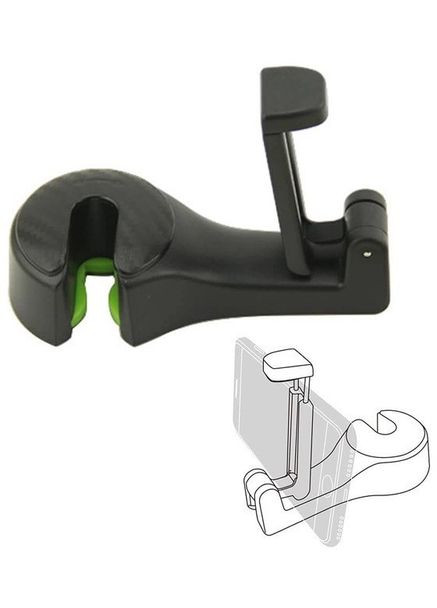 Крепление 2 в 1 для телефона и вешалка 2 в 1 в авто на подголовник Черное (VB050547) GT (349844513)