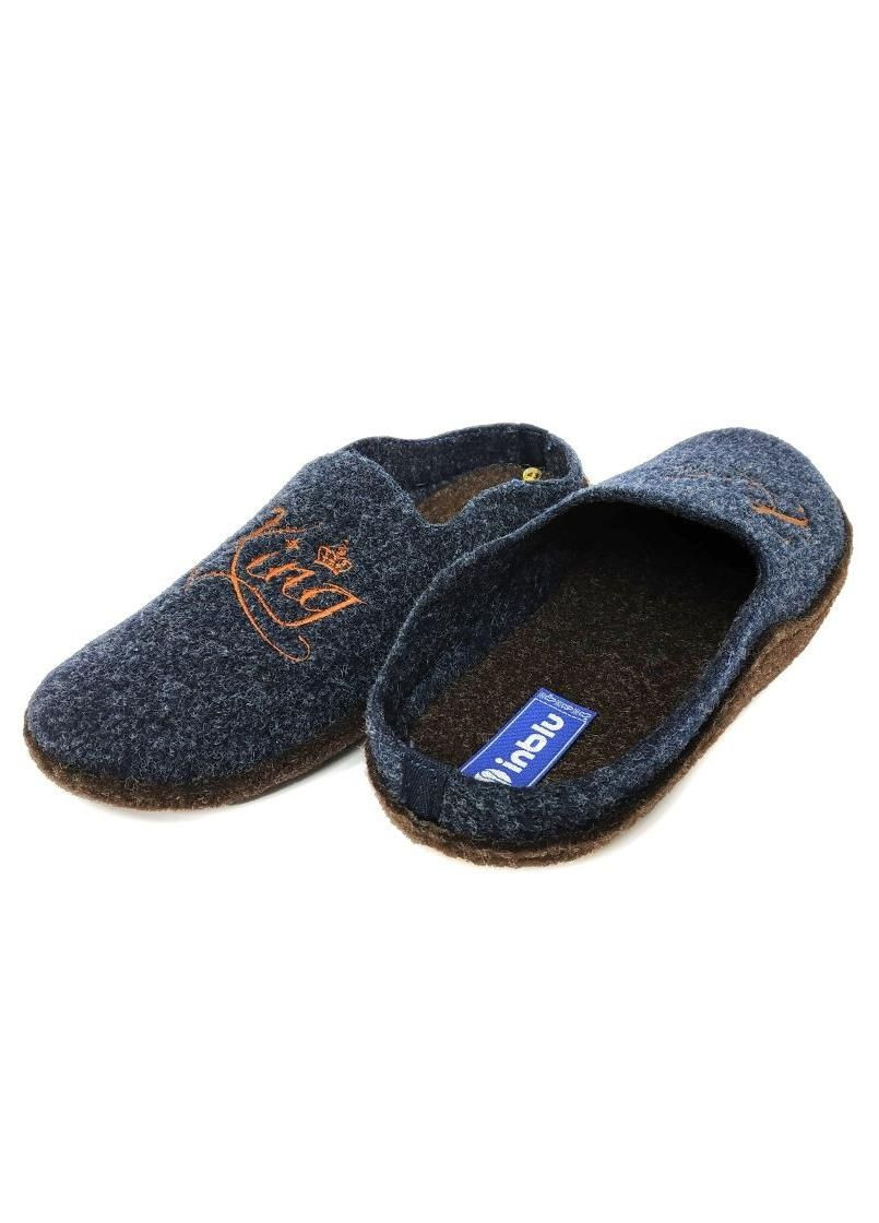 Серо-синие тапочки домашние мужские серо-синие cn-1d Inblu