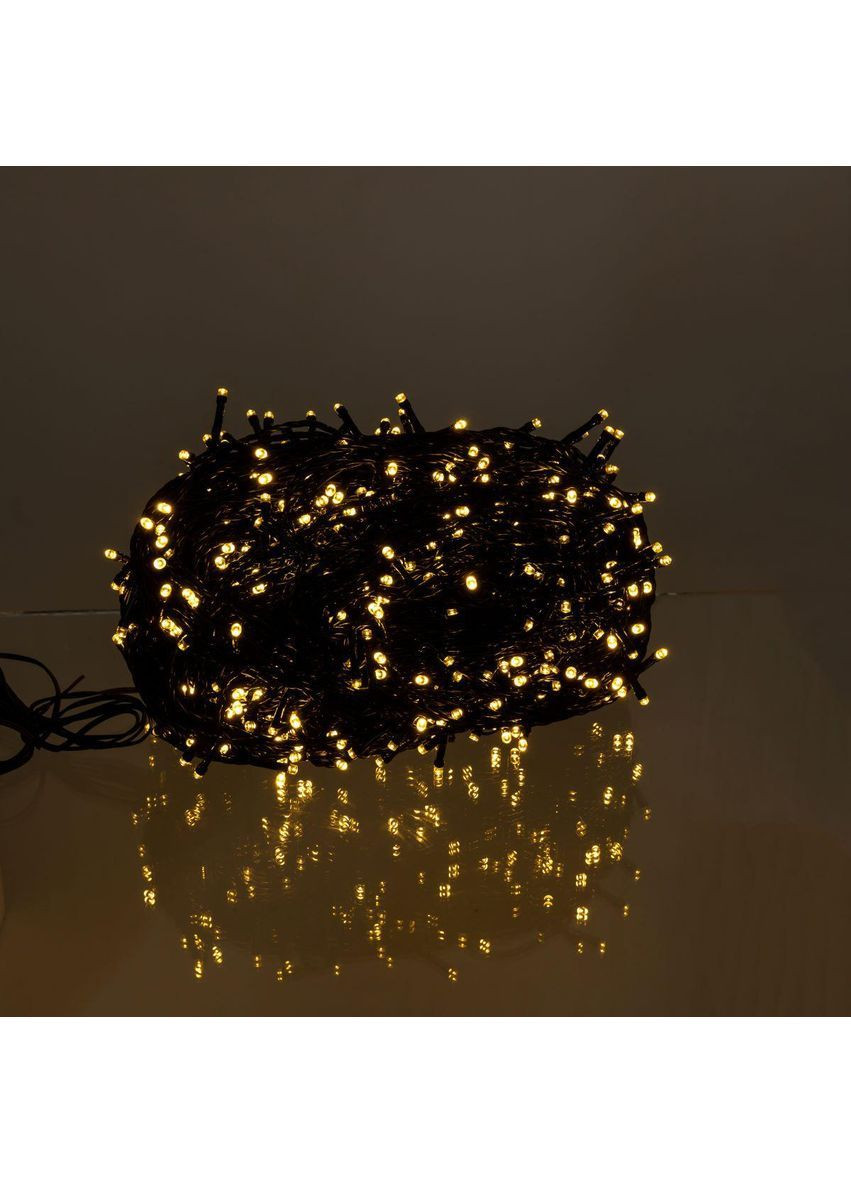 Новогодняя гирлянда уличная 100 м 1000 LED с солнечной батареей 8 режимов работы черный провод Желтый свет SB1000L100MBY Garlando (370373234)