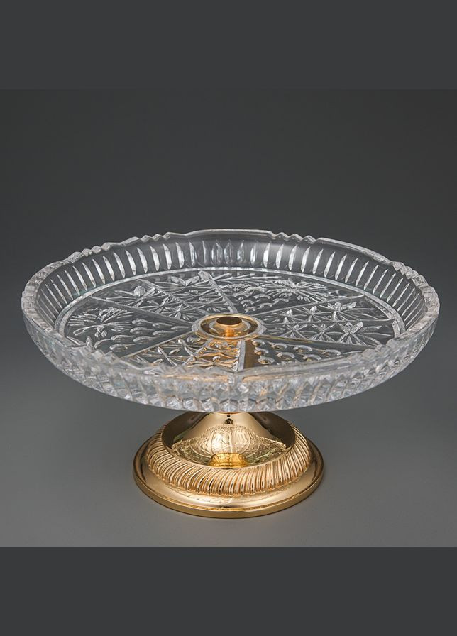 Конфетница хрустальная на металлической золотой ножке 22 см 8979G Lefard (346529517)
