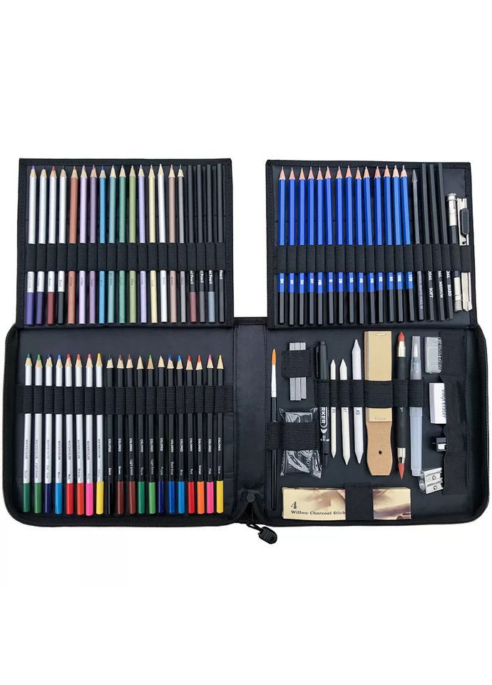 Набір для малюнку та ескізів на 85 предметів у нейлоновій сумці KALOUR (322635166)