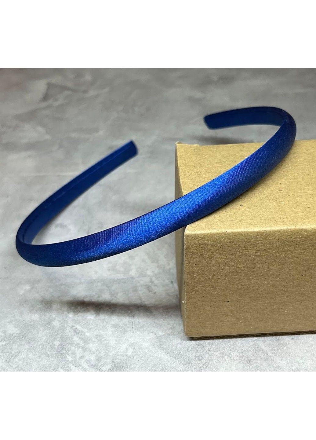 Обруч для волосся (заготовка), пластик, з атласною стрічкою, ширина 0,9 см, синій No Brand (305589332)