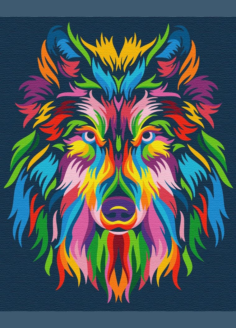 Картина за номерами "Райдужний вовк" 40х50 см Brushme (365960370)