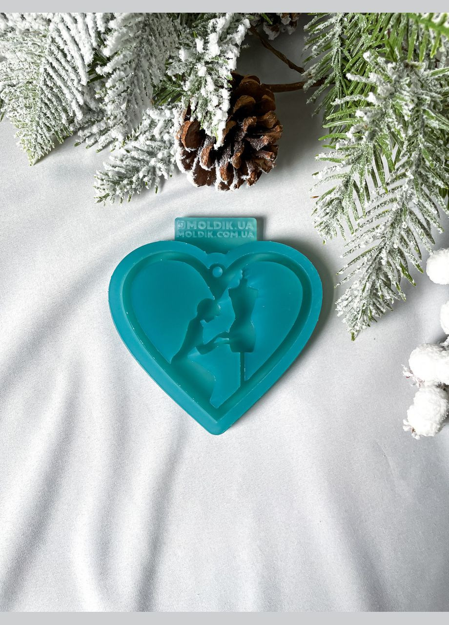 Молд Сердце с модельером для новогодних игрушек на елку силиконовая форма для эпоксидной смолы No Brand (370567058)