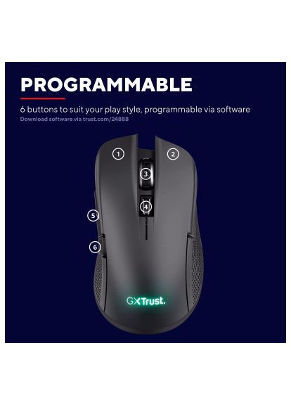 Мышка (24888) Trust GXT923 YBAR Wireless Black (366702920)