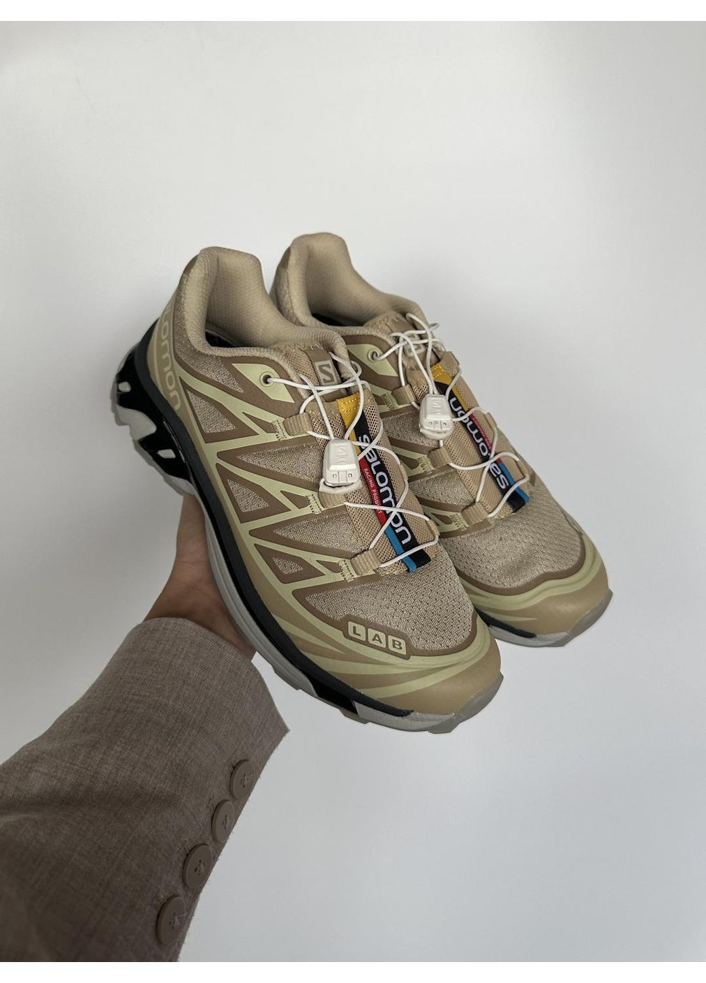 КРОССОВКИ ЖЕНСКИЕ SALOMON S LAB XT-6 CLEAR SAFARI САЛОМОН ХТ-6 No Brand бежевые демисезоны (367167009)