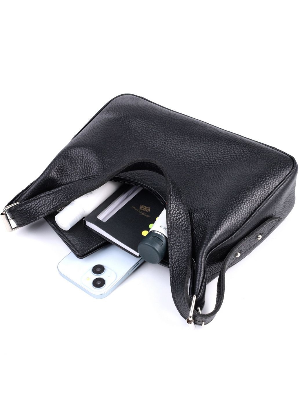 Сумка багет з регульованим ременем із зернистої натуральної шкіри 26х13х6,5 см Shvigel (315873228)