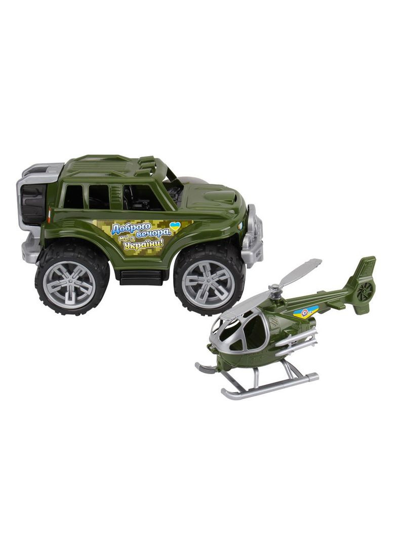 Іграшка набір машин позашляховик та вертоліт "Військовий транспорт" 9130 ТехноК (362438875)