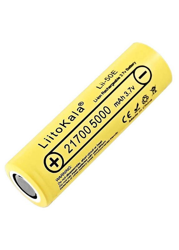 Аккумулятор Lii-50E 21700 / высокотоковый / 15А (25A) / 5000 mah / плоский контакт / Original LiitoKala (306852000)