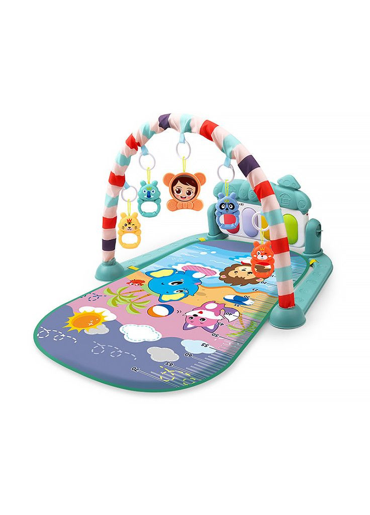 Детский интерактивный коврик YRB 116-33 Green развивающий музыкальный пианино и погремушками 7шт Lesko (352011768)