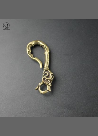 Латунний мідний панк брелок чоловічий тримач для ключів карабін з головою черепа No Brand (281548008)