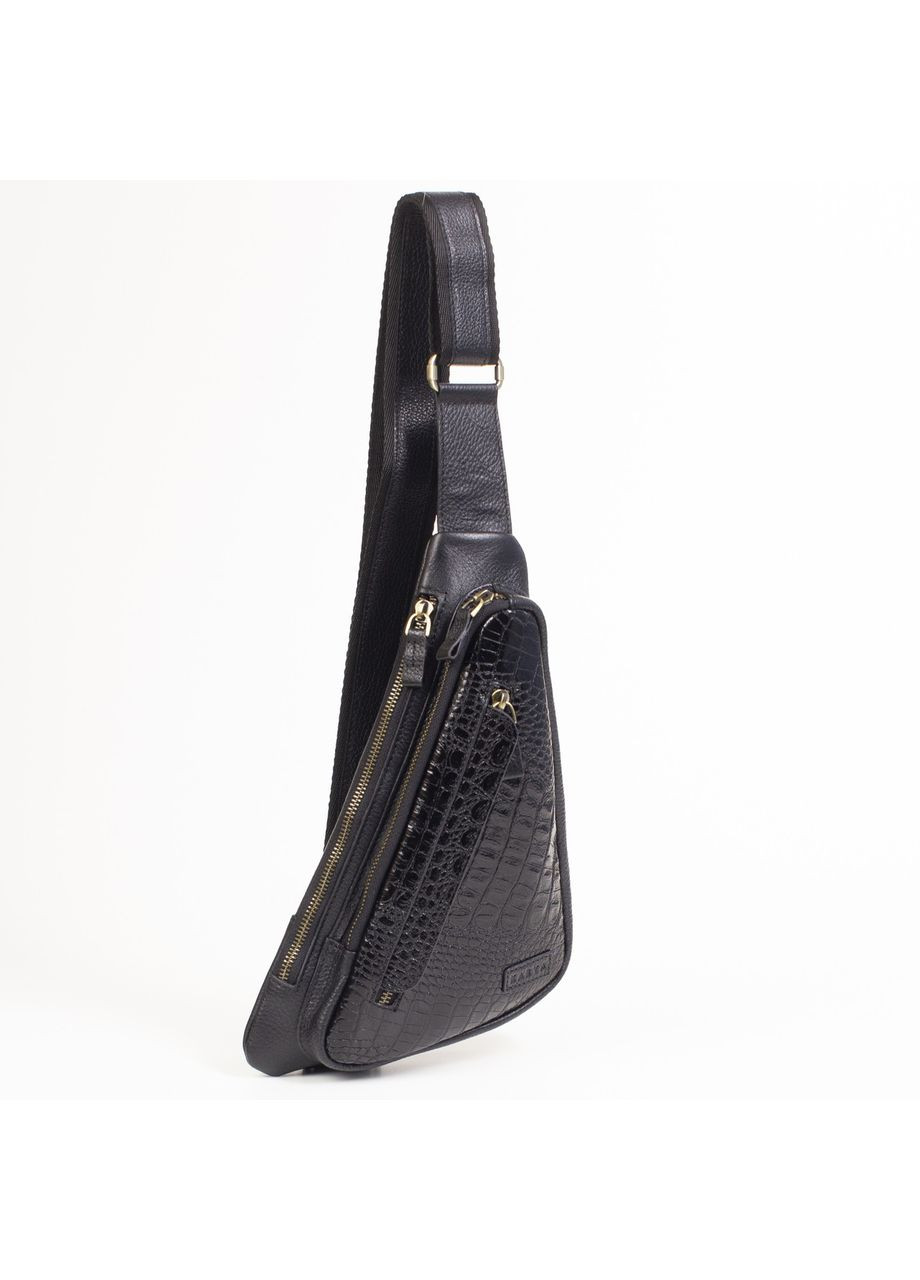Мужская кожаная сумка слинг 0512-552-45 черная Karya (367735242)