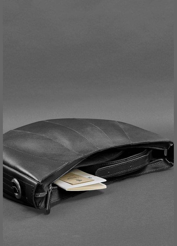 Шкіряна жіноча сумка Круасан чорна Krast (A-026597) BlankNote сумка бохо (327874284)