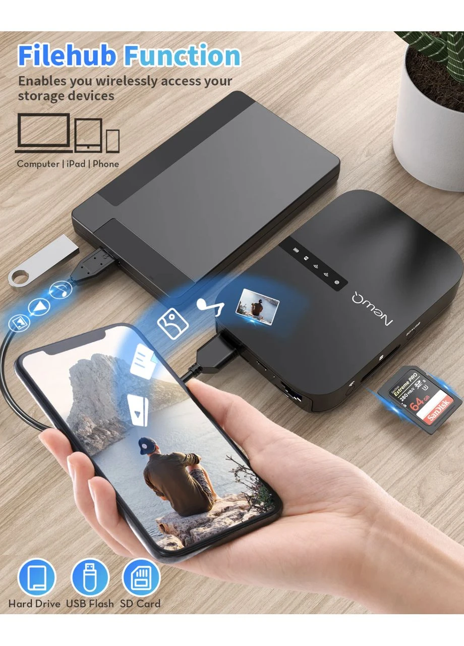 Бездротовий Wi-Fi маршрутизатор Filehub AC750 B3 портативний жорсткий диск, SD-картридер Newq (389472411)