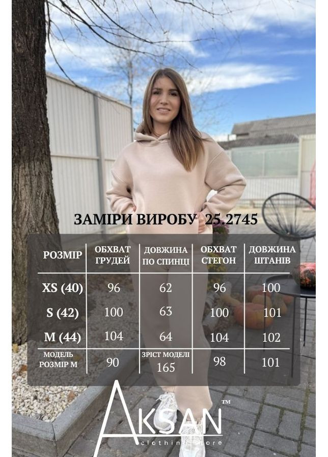 Костюм женский байковый джогеры и худые с капюшоном 25.2745 44( ) AKSAN (366820449)