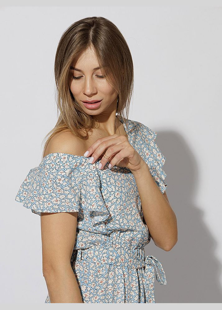 Блакитна жіноча довга сукня колір блакитний cb-00219264 SHENAZ TEKSTIL