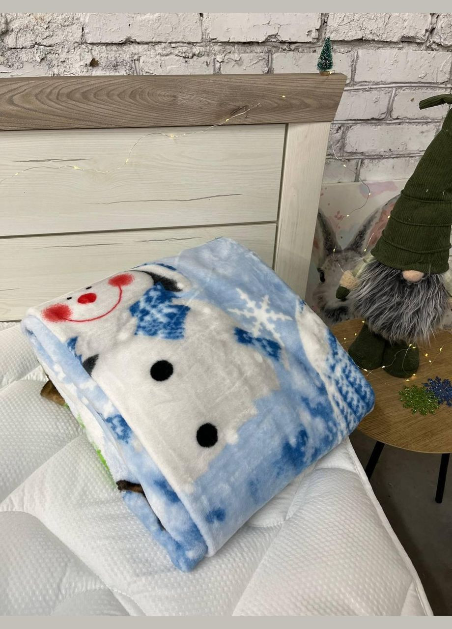 Плед новогодний теплый плюшевое флис Синий 160х215 см No Brand (308754789)