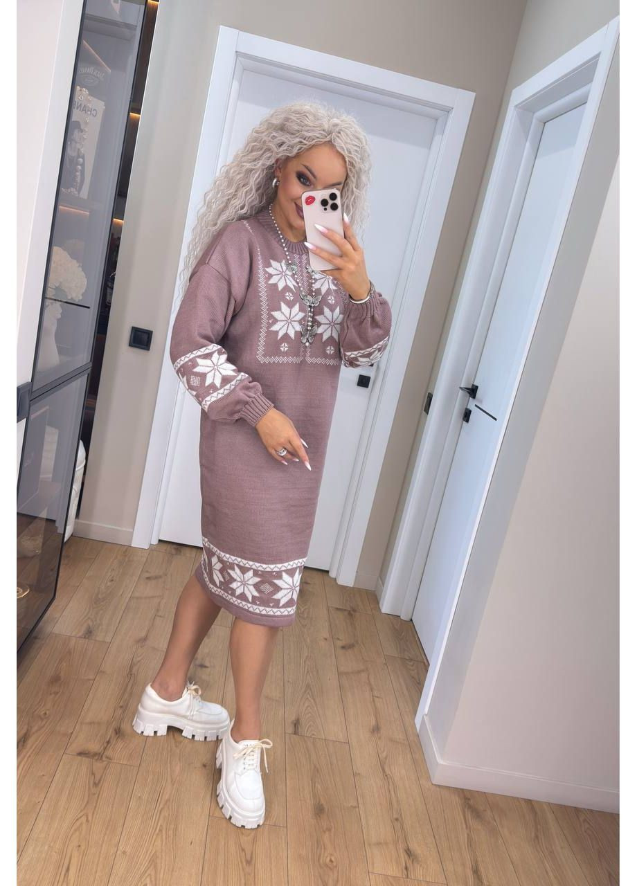 Пудровое праздничный, повседневный женское платье No Brand с геометрическим узором