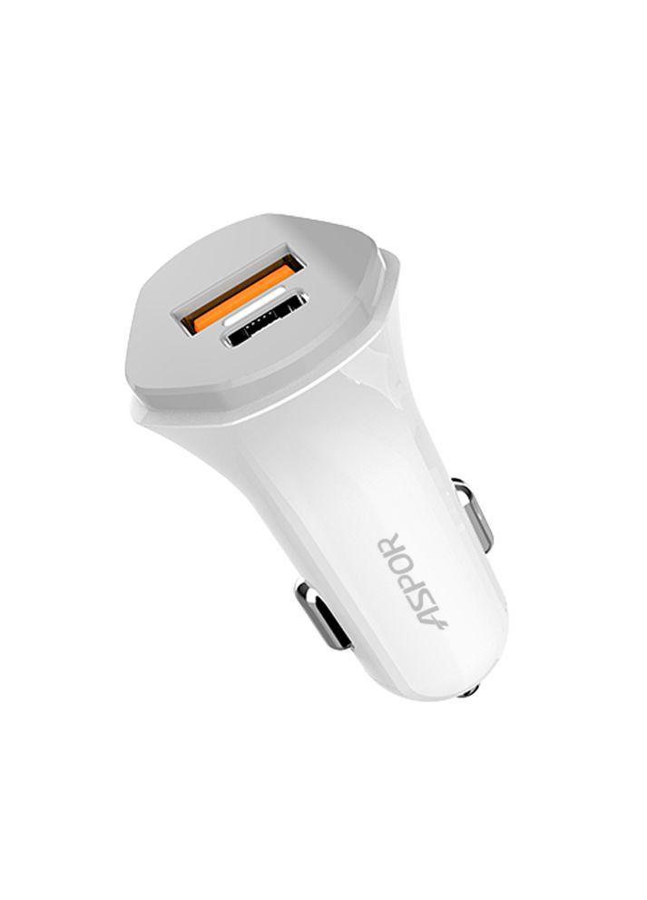 Автомобильное зарядное устройство A906 PD (USB-C/3A/20W) + кабель Type-C – Type-C-белый Aspor (368560867)